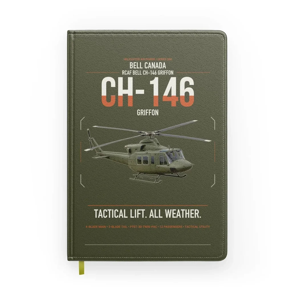 Bell Canada CH-146 Griffon design on green army notebook