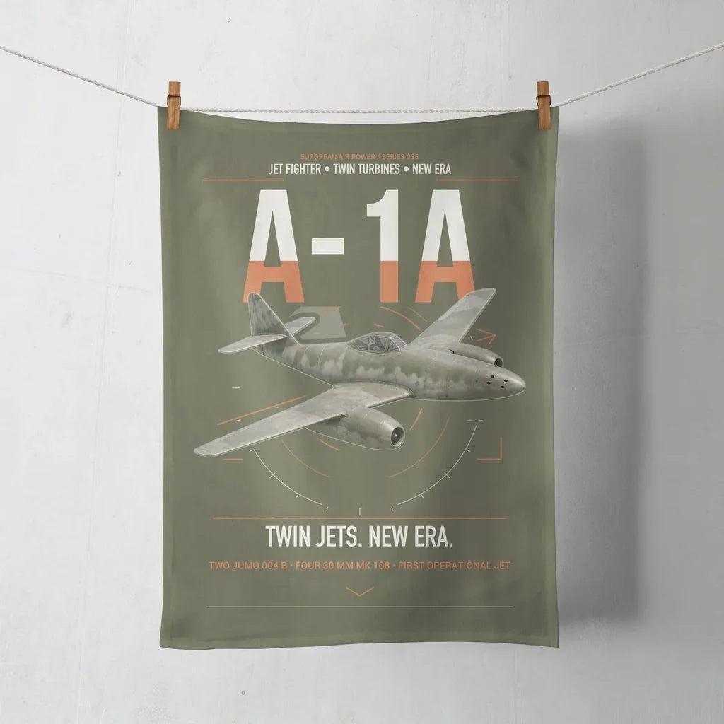 Messerschmitt Me 262A-1a design on green army towel