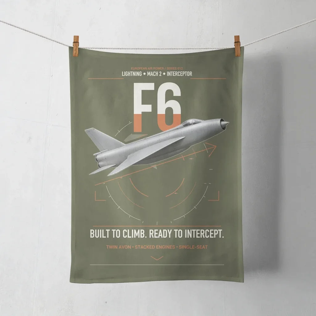 English Electric Lightning F6 design on green army towel