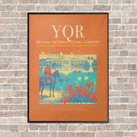 Thumbnail for Regina International Airport YQR vertical canvas print - framed - orange background