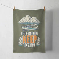 Thumbnail for Weather Minimums Keep Us Alive design on green army towel