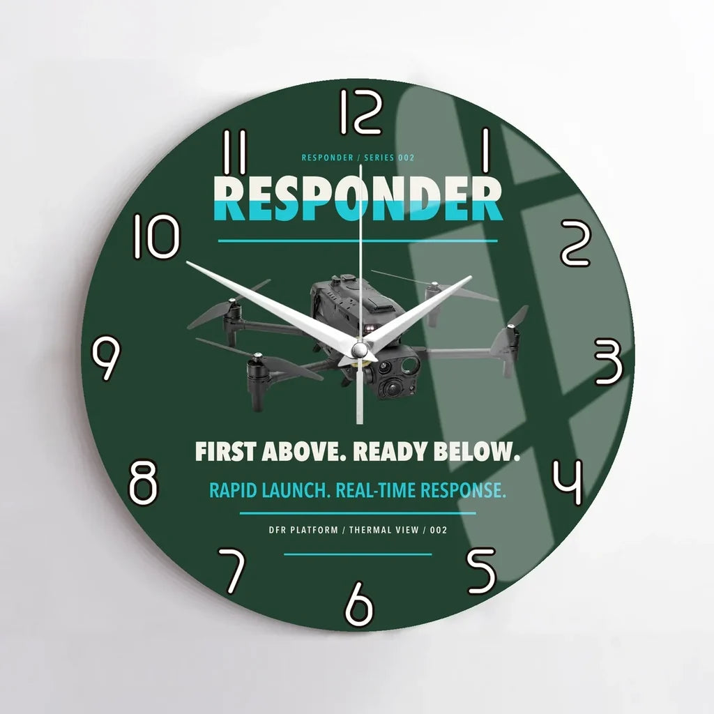 BRINC Responder design on dark green no frame wall clock