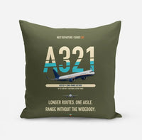 Thumbnail for Airbus A321LR design on green army pillow