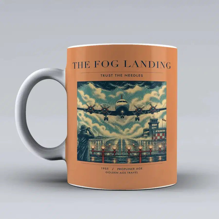 VINTAGE G4095 - The Fog Landing - Ceramic Mug design on orange