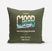 Thumbnail for Cessna A188B AgTruck design on green army pillow