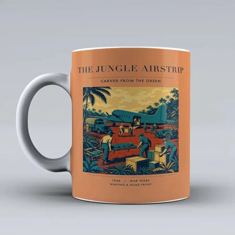 VINTAGE G4524 - The Jungle Airstrip - Ceramic Mug design on orange