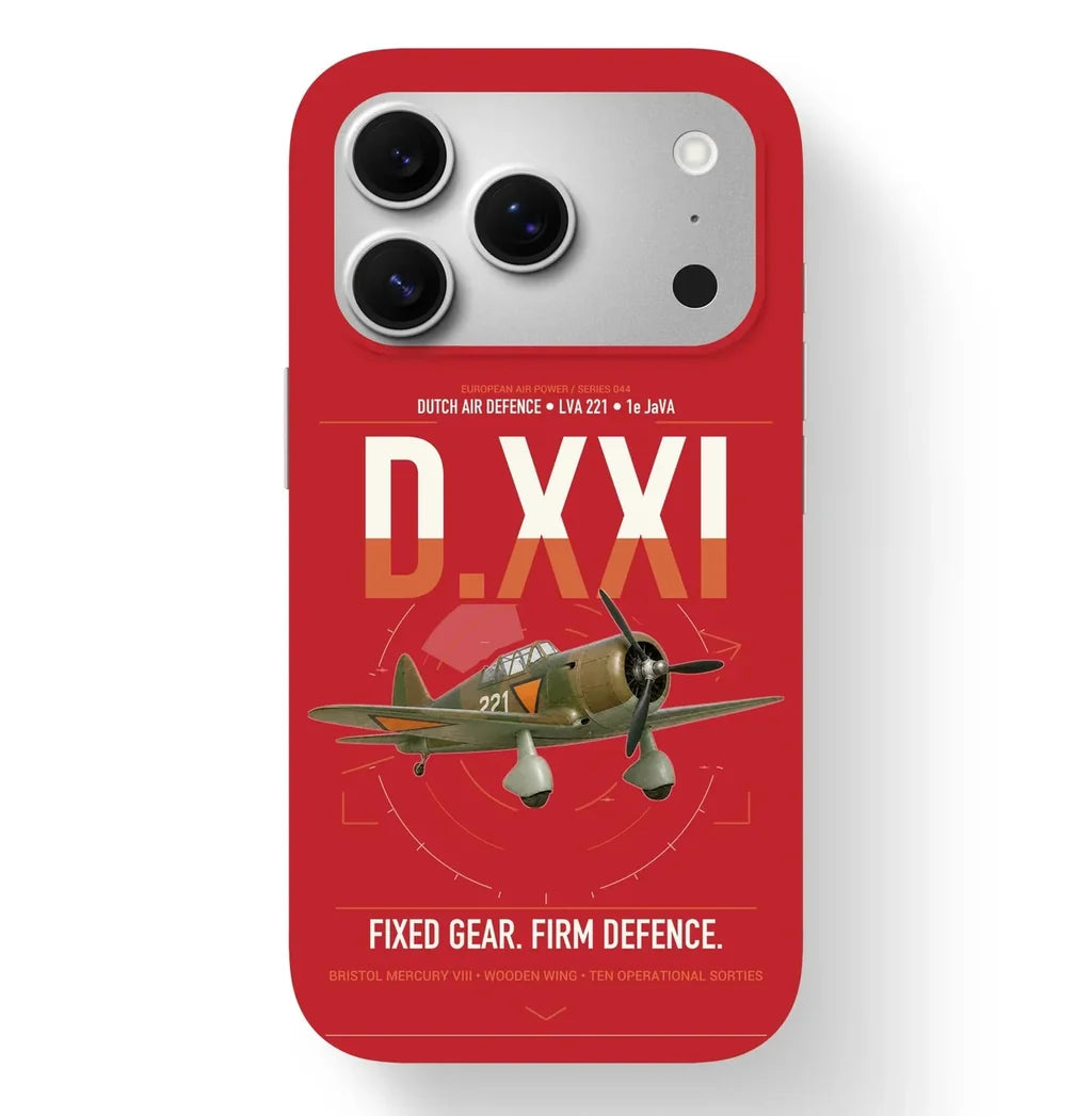 Fokker D.XXI — Dutch LVA aircraft 221 design on red magsafe iphone case, for iPhone 17 Pro