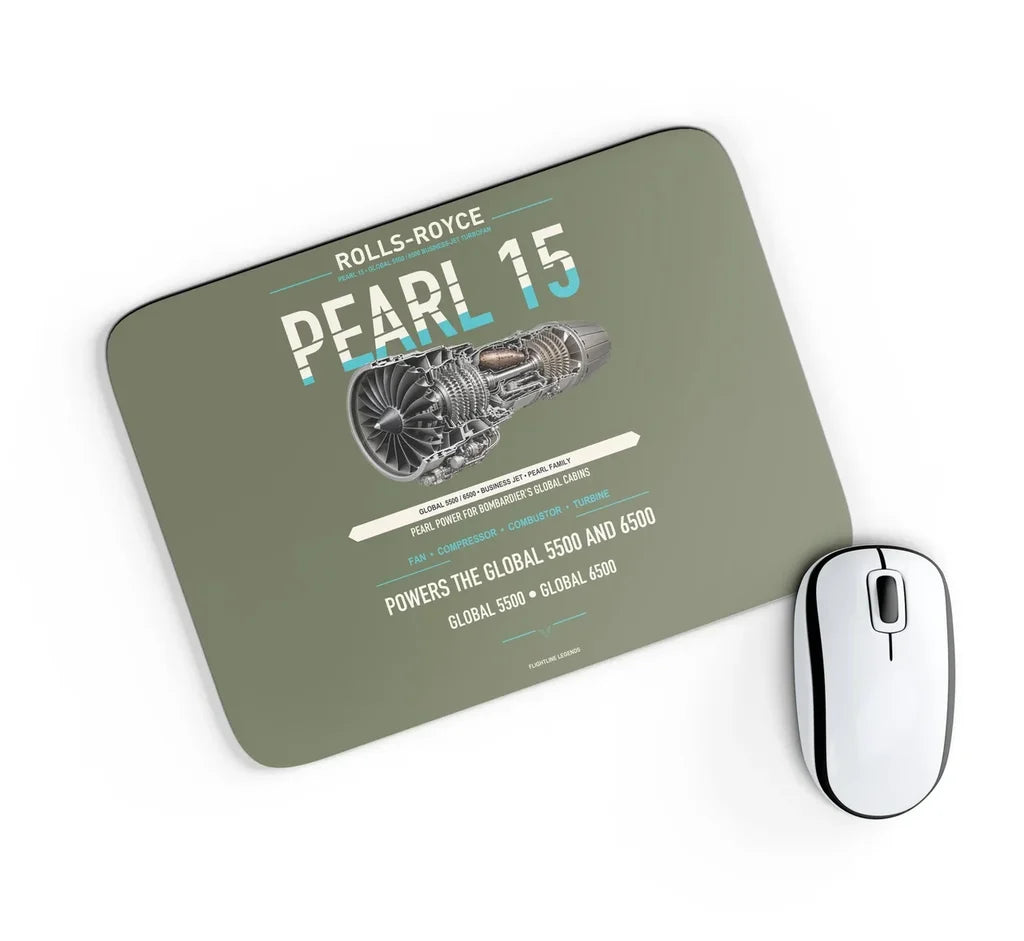 PEARL 15 design on green army rectangle mouse pad
