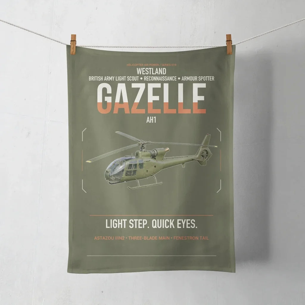 Westland Gazelle AH1 design on green army towel
