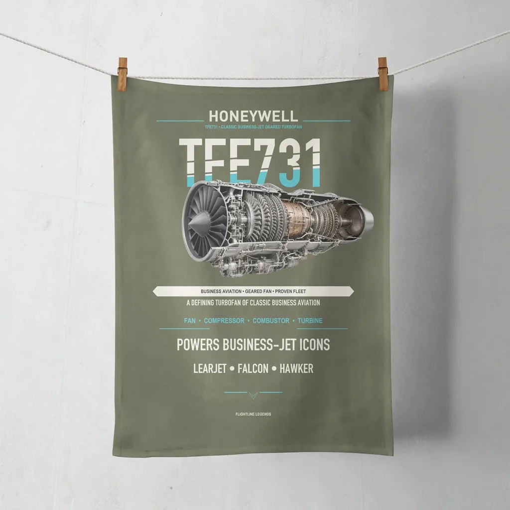 TFE731 design on green army towel