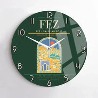 Thumbnail for Fes (FEZ) design on dark green no frame wall clock