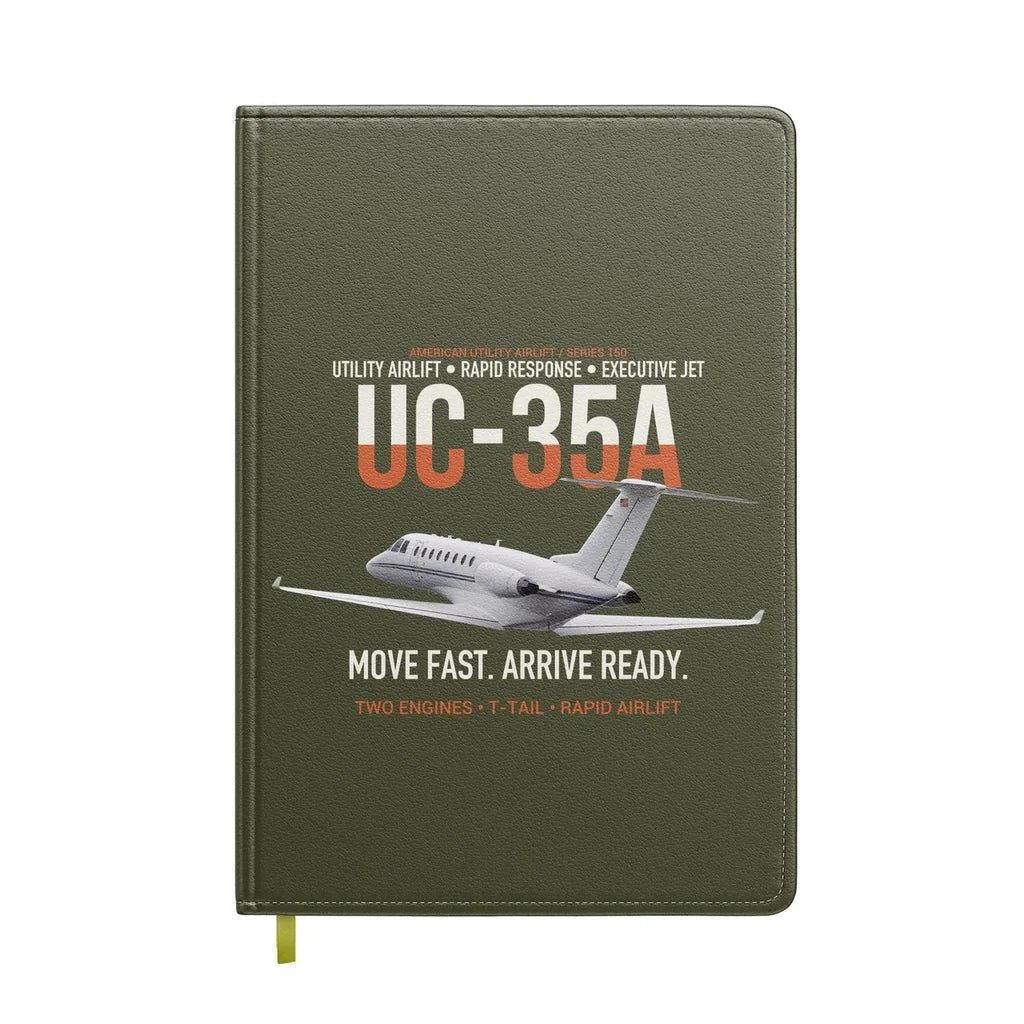 UC-35A Citation Ultra Rapid Utility Airlift design on green army notebook