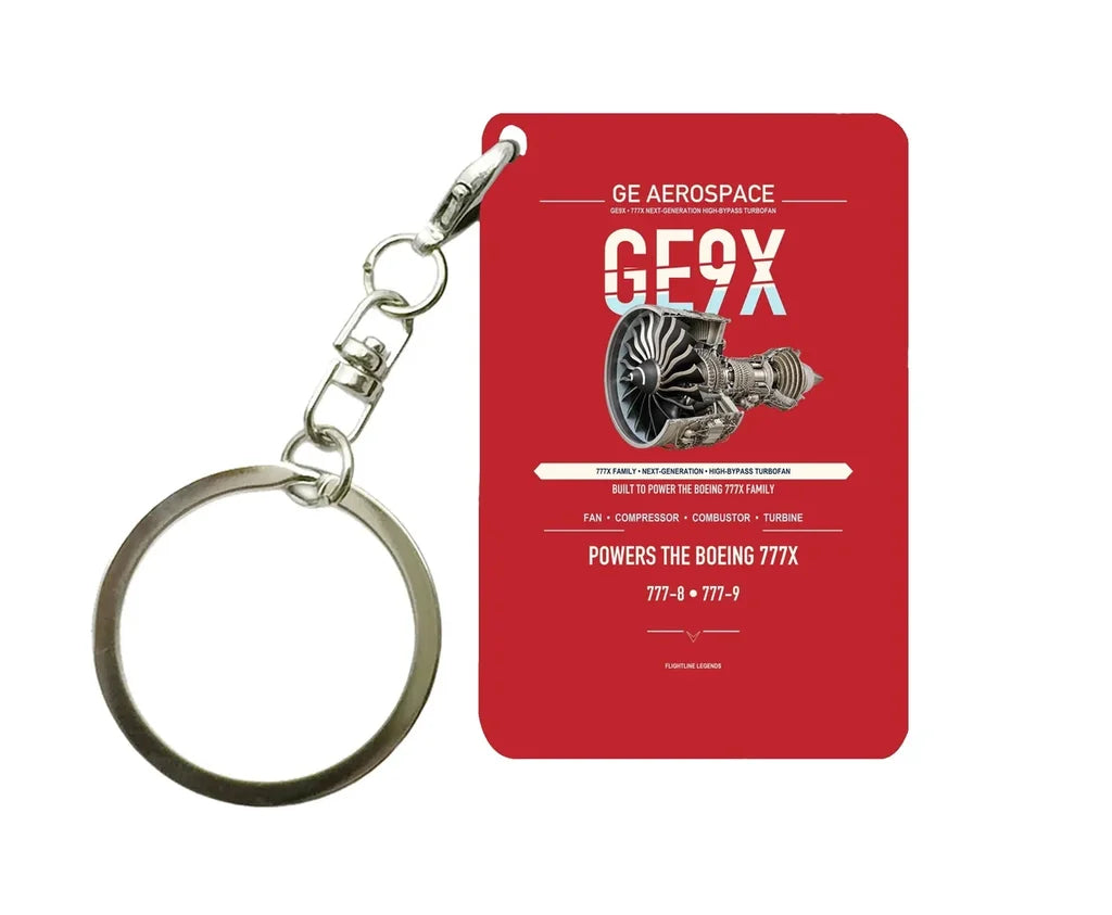 GE9X Key Chain design on red key chain