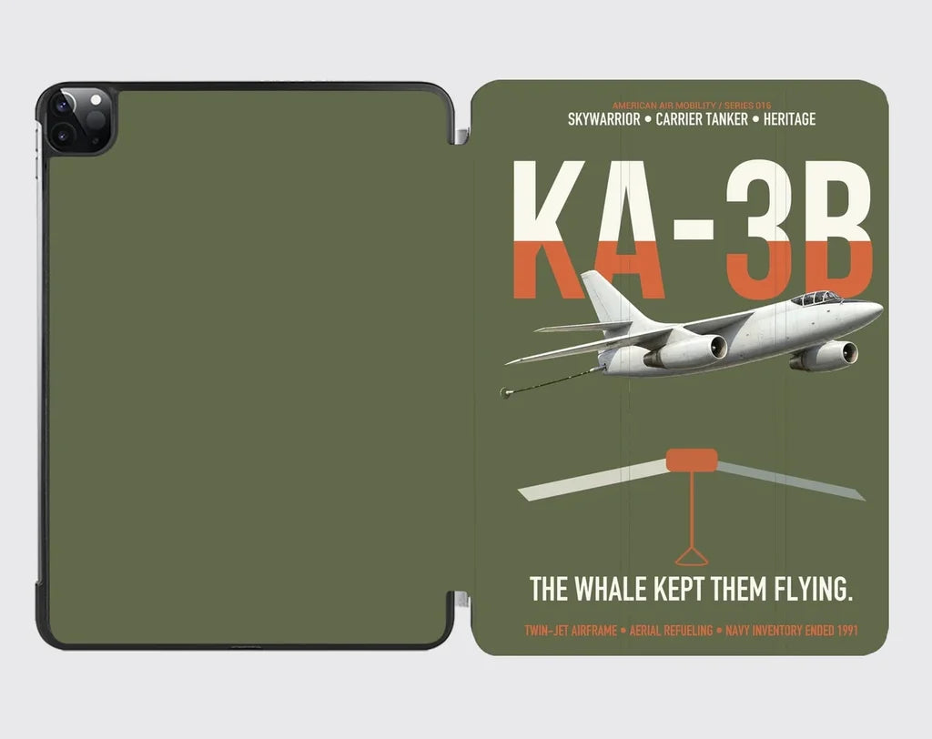 KA-3B Skywarrior design on green army ipad tablet case
