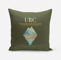 Thumbnail for Urumqi Diwopu International Airport (URC) design on green army pillow