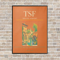 Thumbnail for Treviso Airport TSF vertical canvas print - framed - orange background