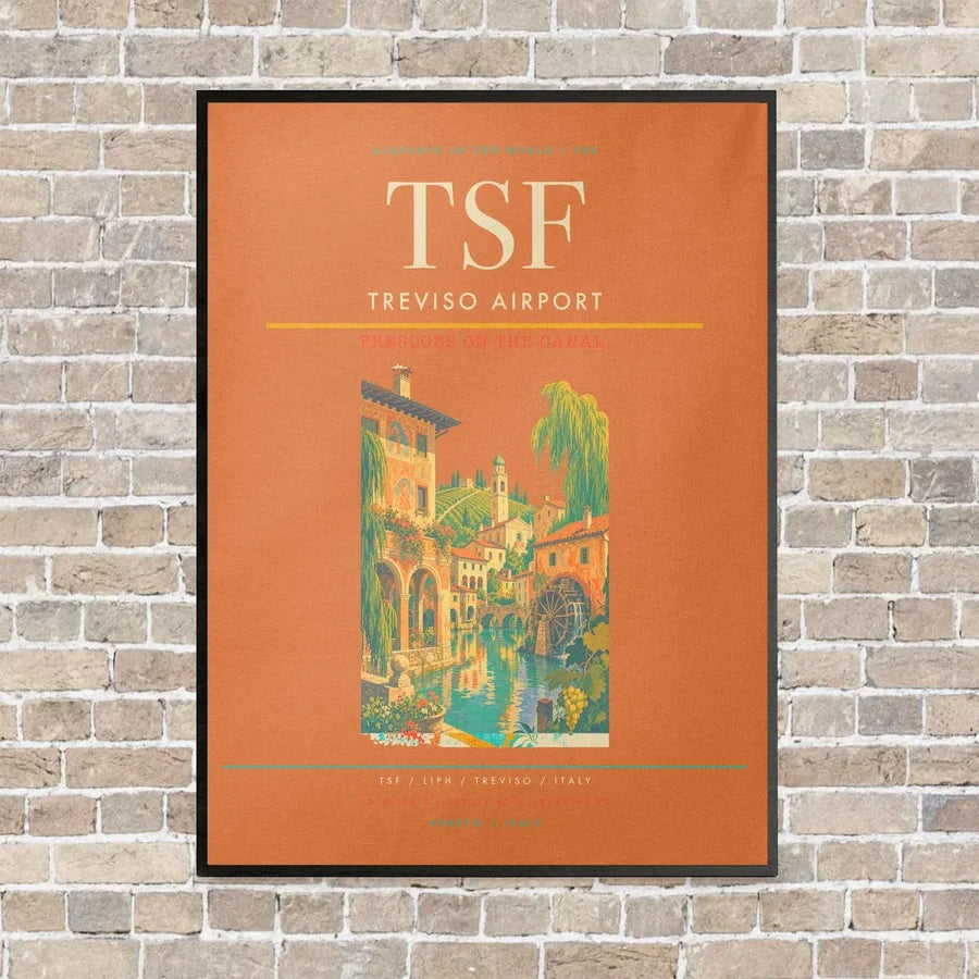Treviso Airport TSF vertical canvas print - framed - orange background