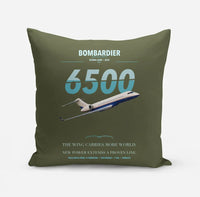 Thumbnail for Bombardier Global 6500 design on green army pillow