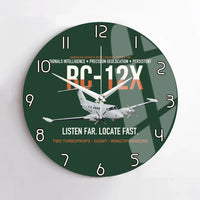 Thumbnail for RC-12X Guardrail Signals From Above design on dark green no frame wall clock