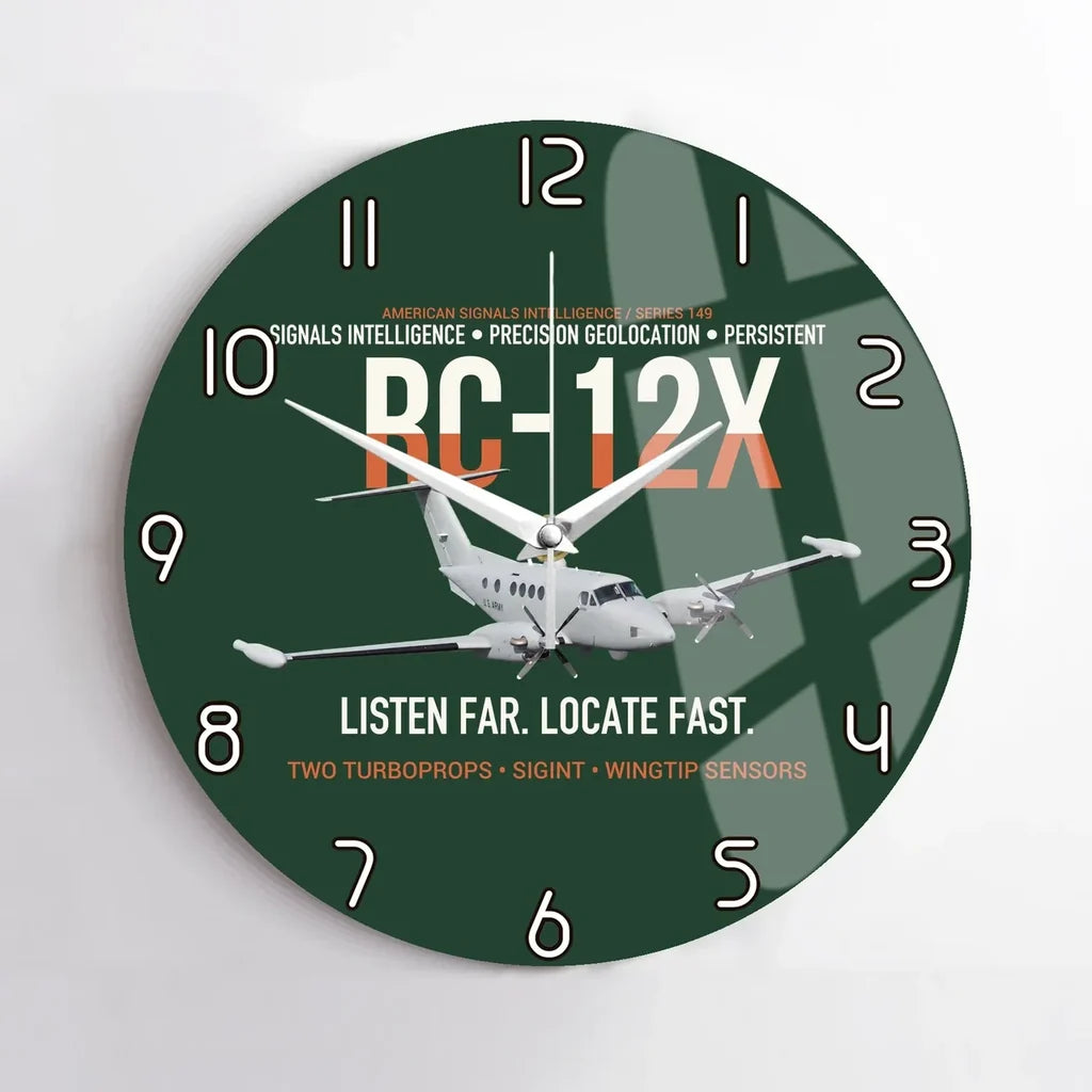 RC-12X Guardrail Signals From Above design on dark green no frame wall clock