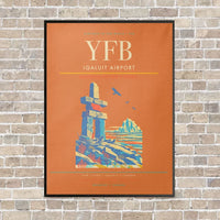 Thumbnail for Iqaluit Airport YFB vertical canvas print - framed - orange background