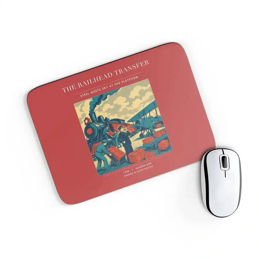 VINTAGE G4485 - The Railhead Transfer - Designed Mouse Pads design on red rectangle