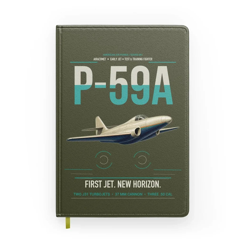 P-59A Airacomet design on green army notebook