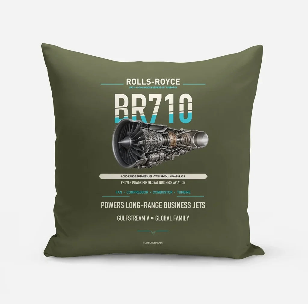 BR710 design on green army pillow