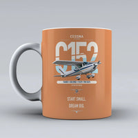 Thumbnail for Cessna 152 design on orange ceramic mug, double-side print