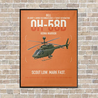 Thumbnail for Bell OH-58D Kiowa Warrior vertical canvas print - framed - orange background