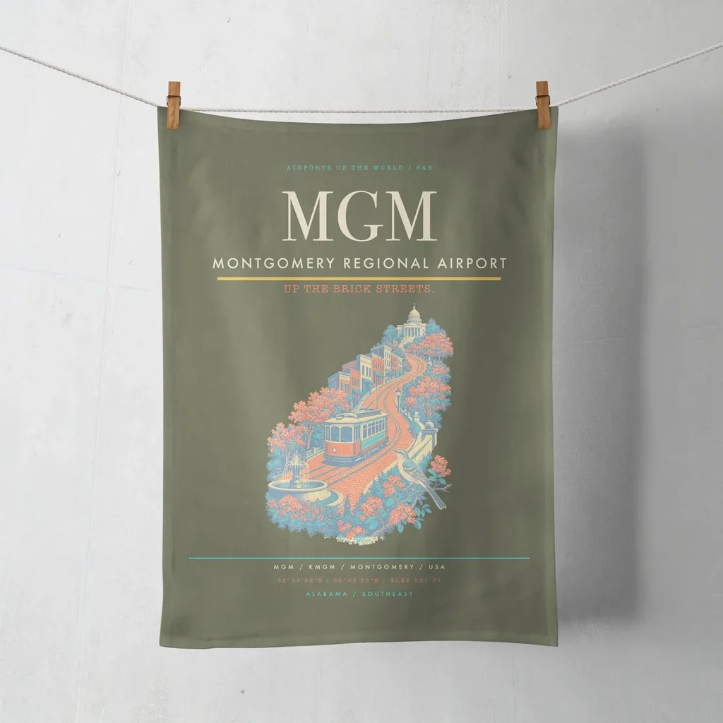 Montgomery Regional Airport (MGM) design on green army towel