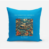 Thumbnail for VINTAGE G4404 - The Market Day Amphibian - Designed Pillows design on turquoise