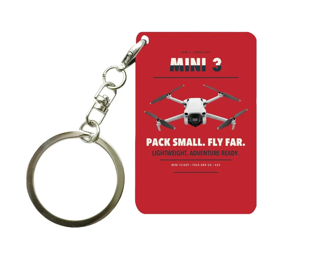 DJI Mini 3 Key Chain design on red key chain