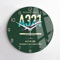 Thumbnail for Airbus A321 design on dark green no frame wall clock