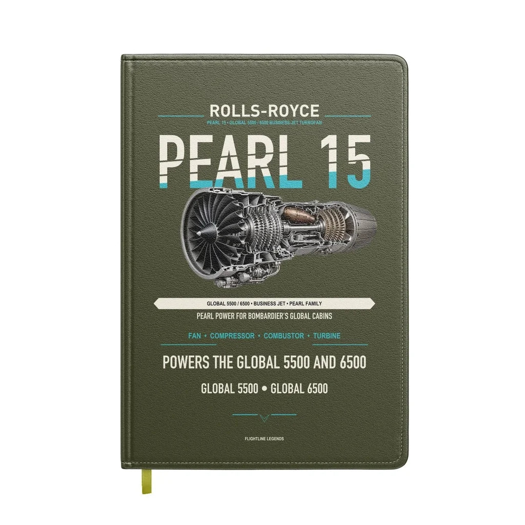 PEARL 15 design on green army notebook