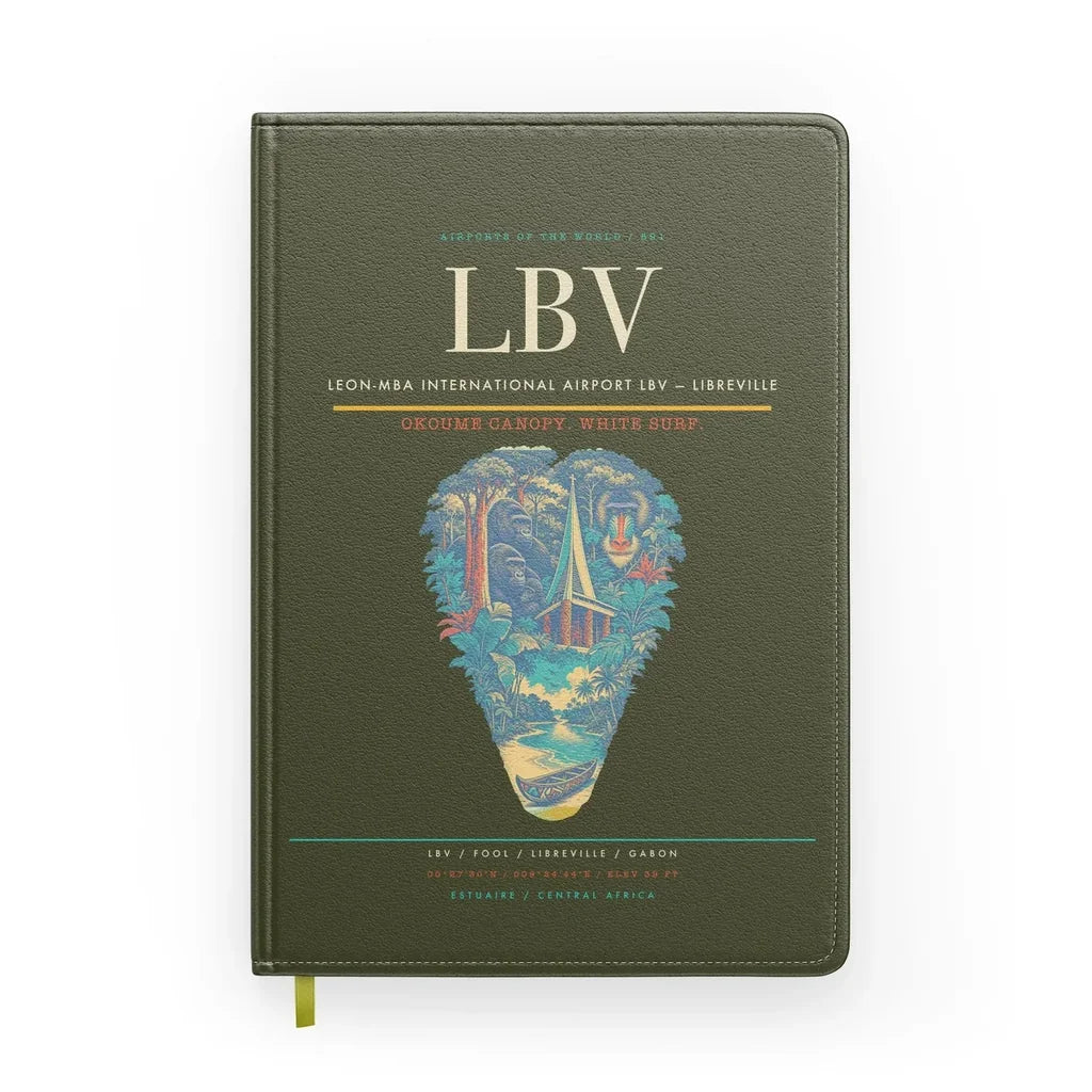 Leon-Mba International Airport (LBV) design on green army notebook