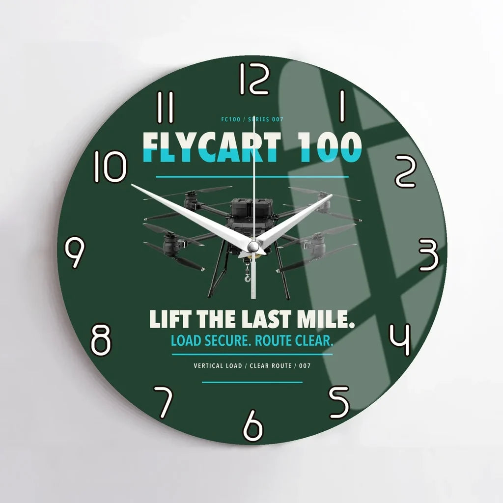 DJI FlyCart 100 design on dark green no frame wall clock