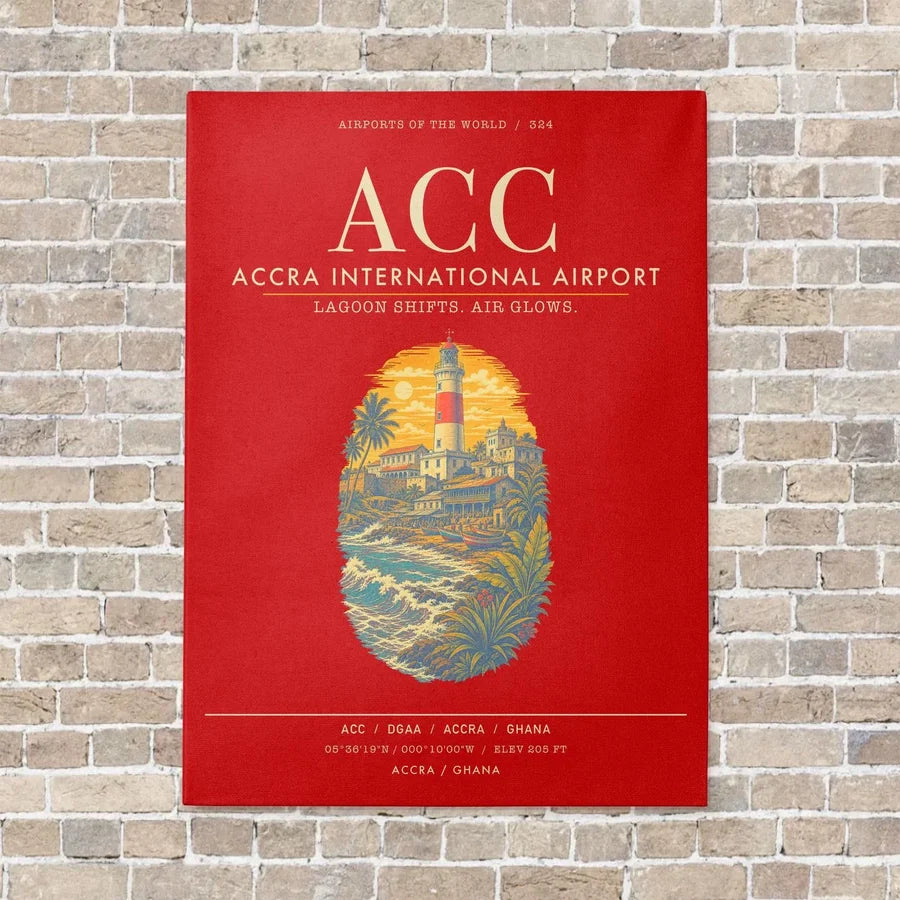 Accra International Airport ACC - Canvas Framed - Red