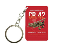Thumbnail for Fiat CR.42 Falco design on red designed key chain, double-side print