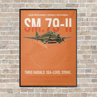 Thumbnail for Savoia-Marchetti SM.79-II Sparviero vertical canvas print - framed - orange background