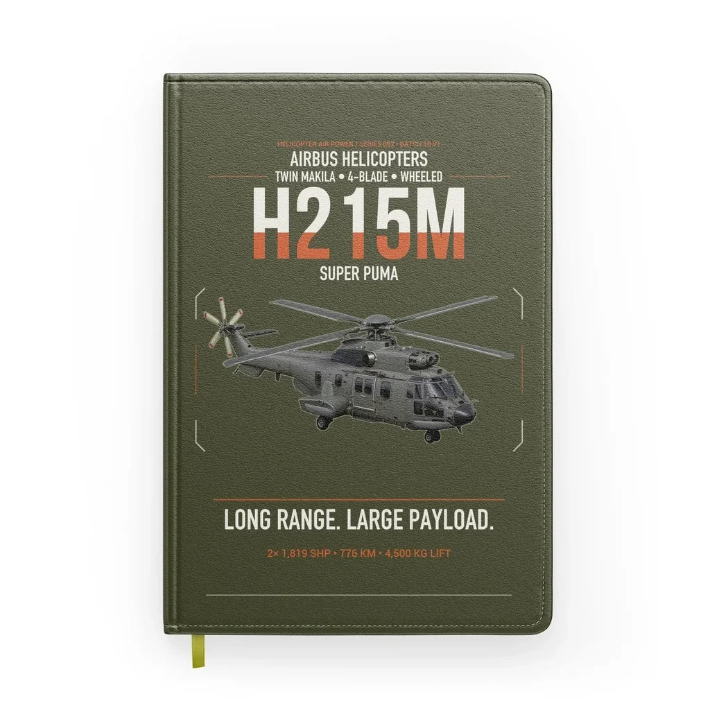 Airbus H215M design on green army notebook