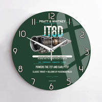 Thumbnail for JT8D design on dark green no frame wall clock