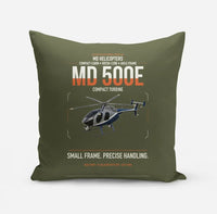 Thumbnail for MD Helicopters MD 500E design on green army pillow