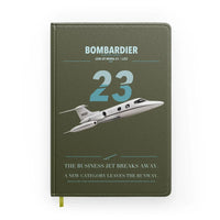 Thumbnail for Bombardier Learjet 23 design on green army notebook