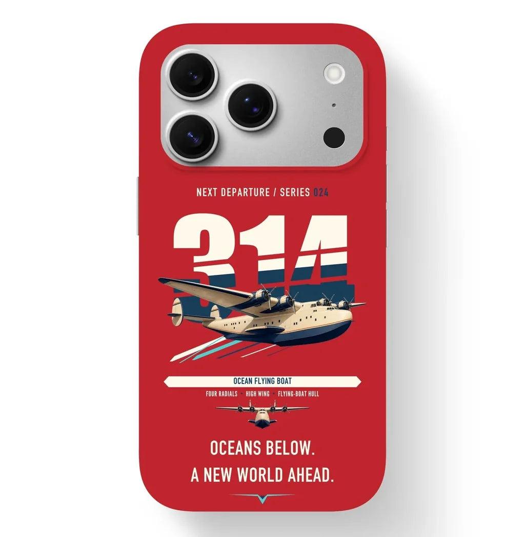 Boeing 314 Clipper design on red magsafe iphone case