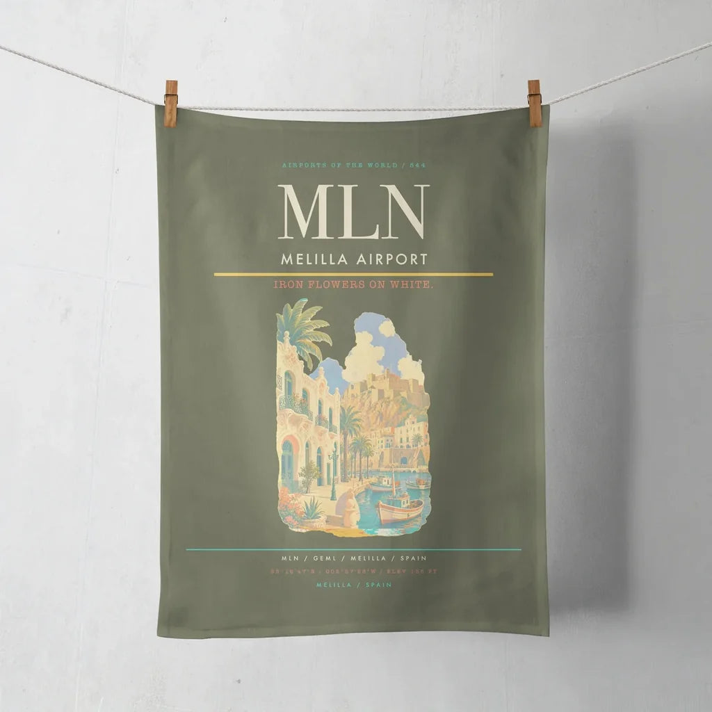 Melilla Airport (MLN) design on green army towel