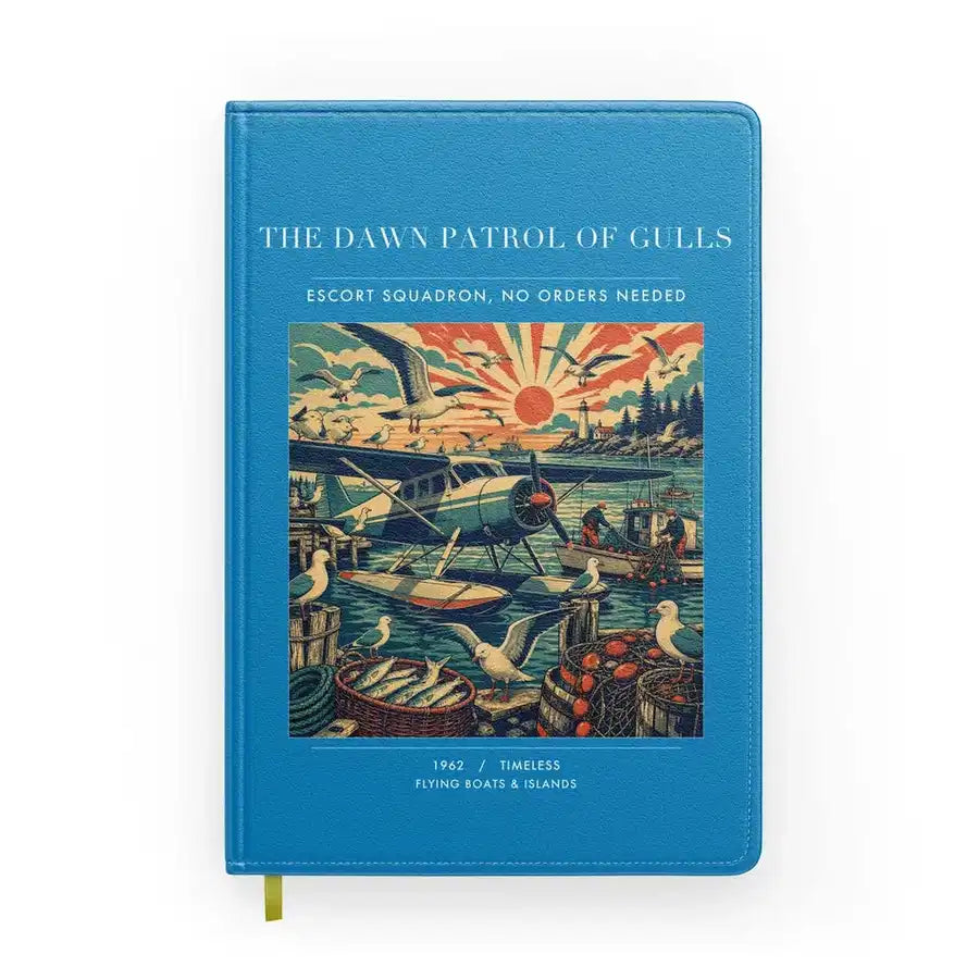 VINTAGE G4411 - The Dawn Patrol Of Gulls - Designed Notebooks design on turquoise