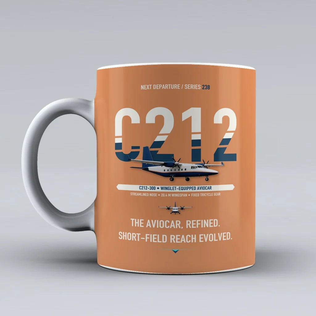 C-212-300 Aviocar Mug design on orange casa