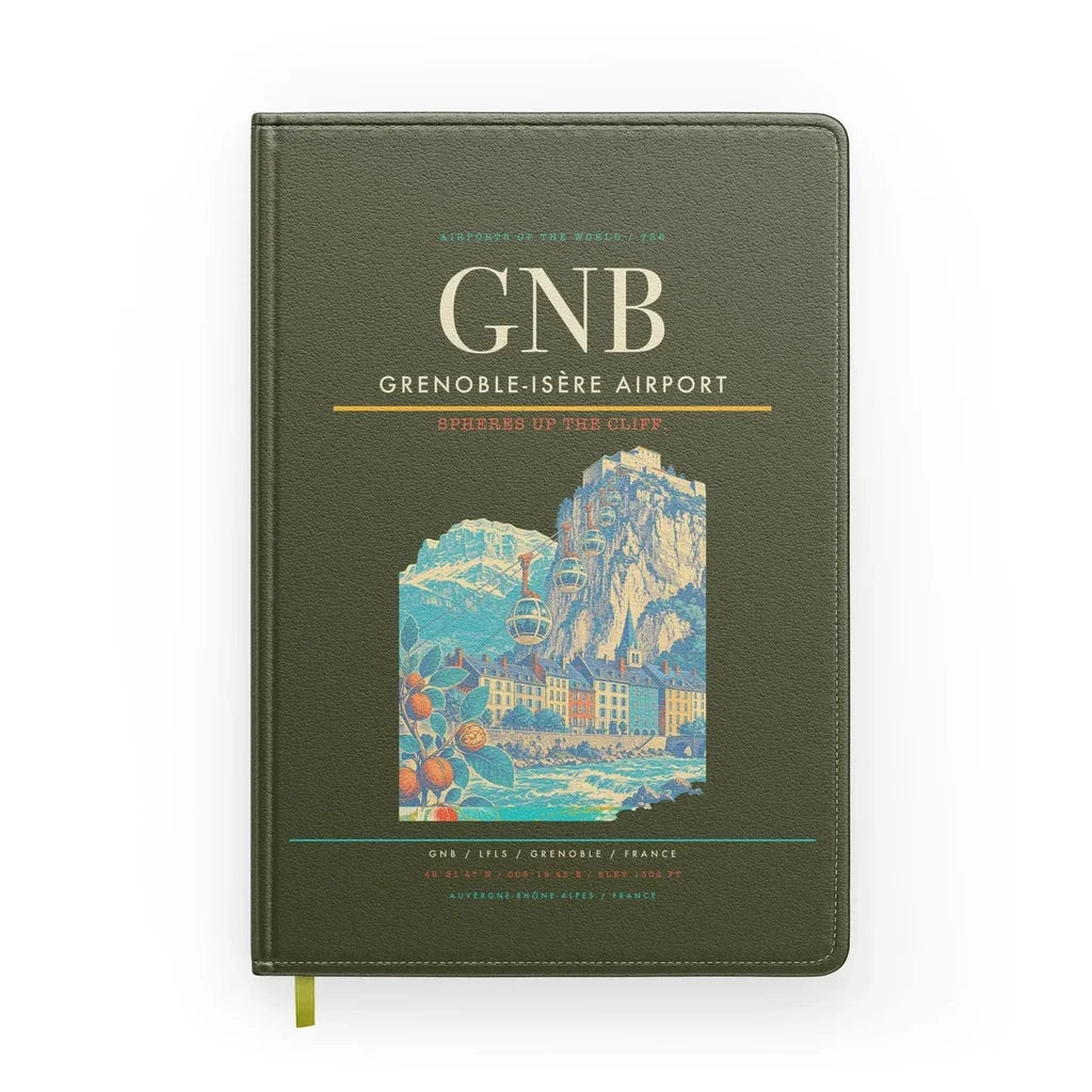 Grenoble-Isère Airport (GNB) design on green army notebook