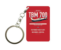 Thumbnail for Socata TBM 700 design on red designed key chain, double-side print